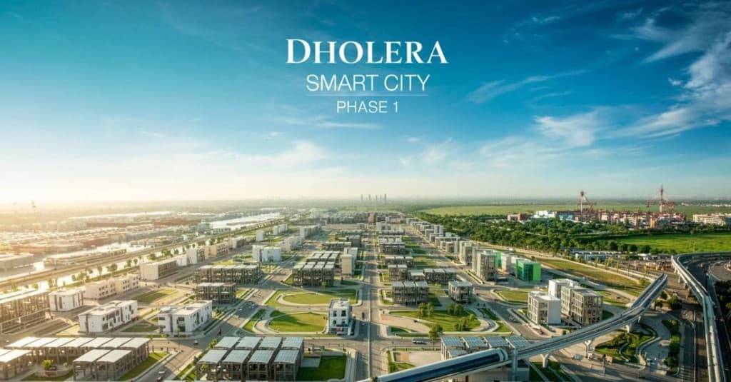 Dholera Smart City Phase 1 — aerial master plan of India's first greenfield smart city Gujarat